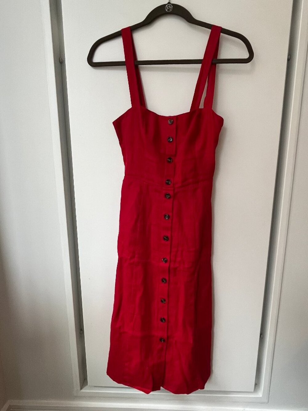 Reformation Folsom Linen Dress Cherry Size 0 - Picture 2 of 5